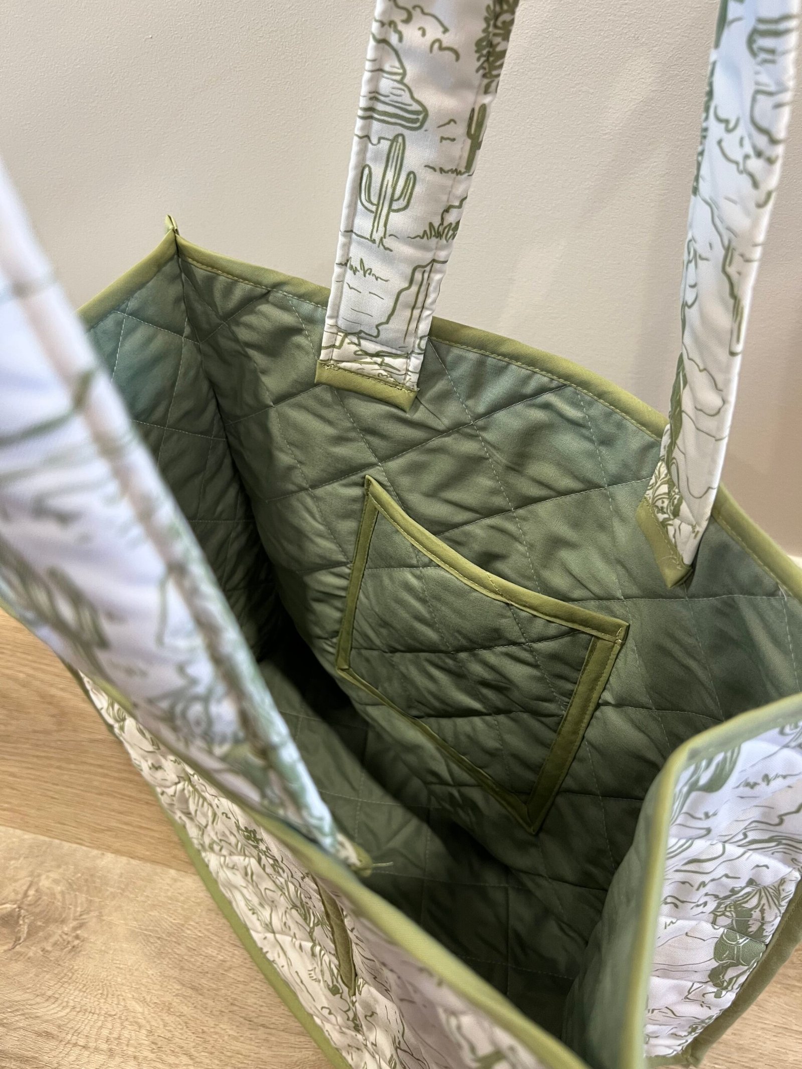 Quilted Boxy Everyday Tote in Sage Cowboy - Image 4