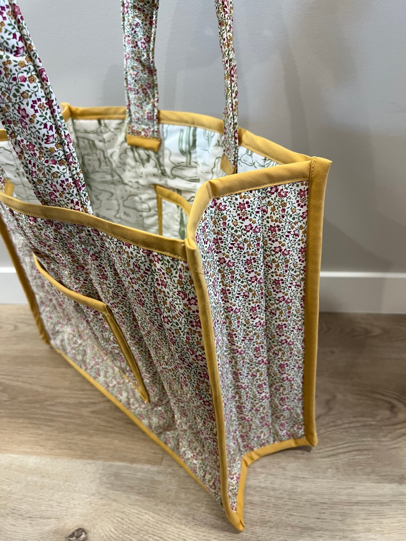 Quilted Boxy Everyday Tote in Dainty Western Floral with Sage Green Cowboy - Image 3