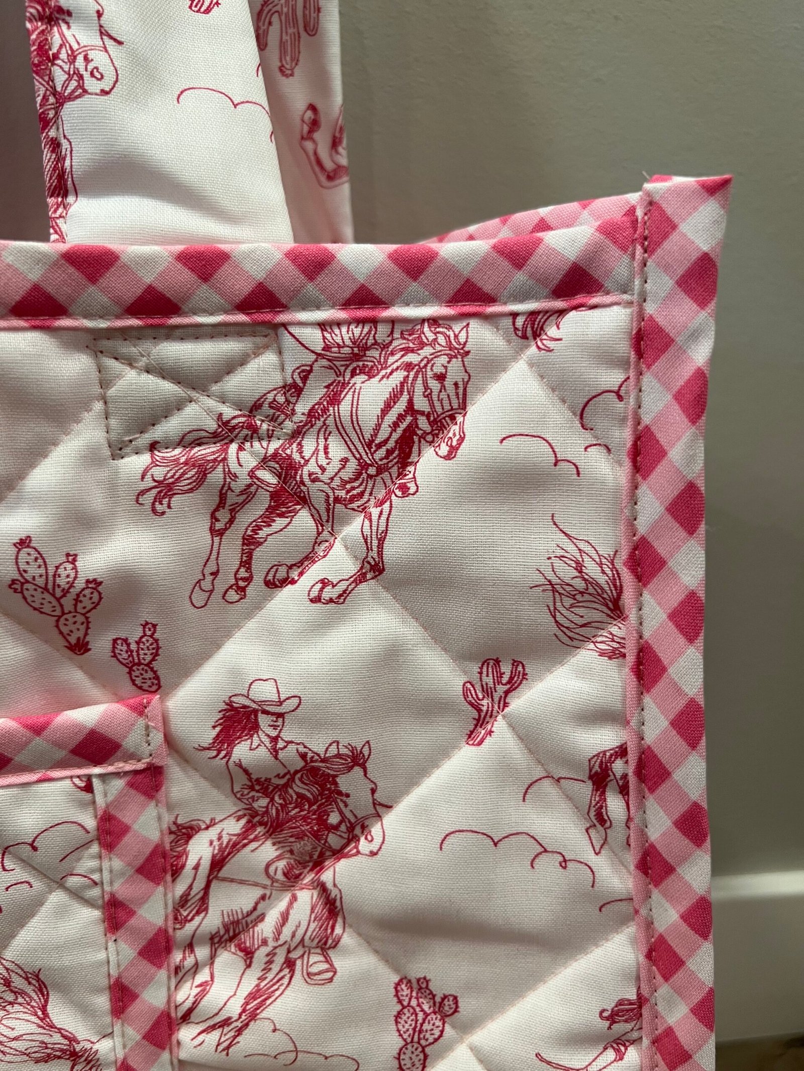 Mini Quilted Everyday Tote in Pink Cowgirl - Image 2