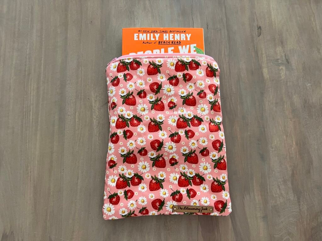 Quilted Book Sleeve in Strawberries N' Daisies